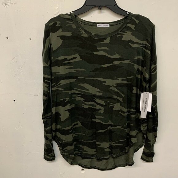 Sweet Romeo Womens Camo Thumbhole Long Sleeve Stretch Jersey Top - Picture 2 of 5